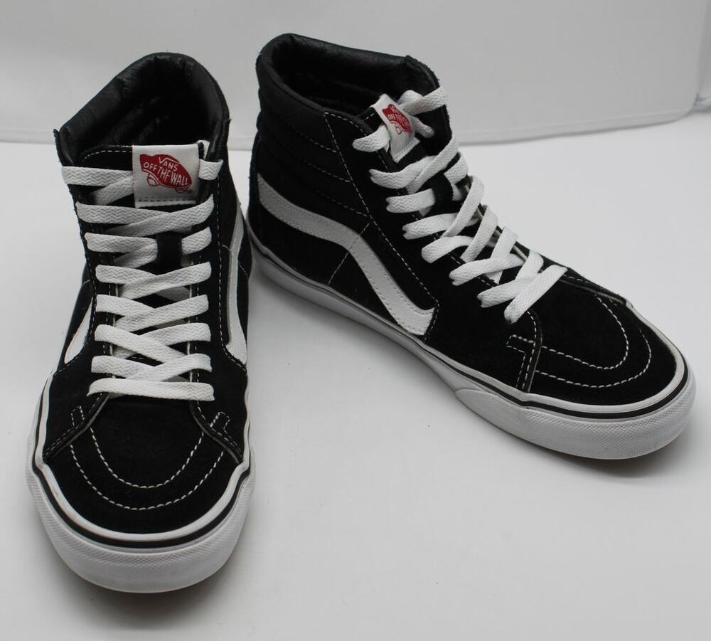Vans Black & White Streetwear Skater Casual Suede Canvas High Top Sneakers 7.5